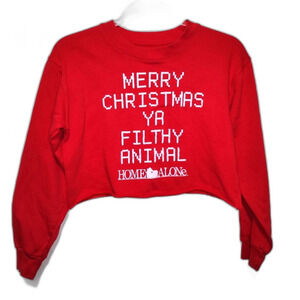 Home Alone Women's Christmas Long sleeve Cropped Top Medium